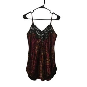 Victoria's Secret Vintage Gold Label Babydoll Slip‎ Dress-Petite Small-Red/Black